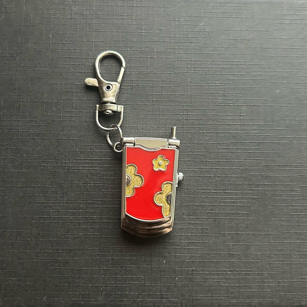 Red Y2K Flip Phone Watch Keychain